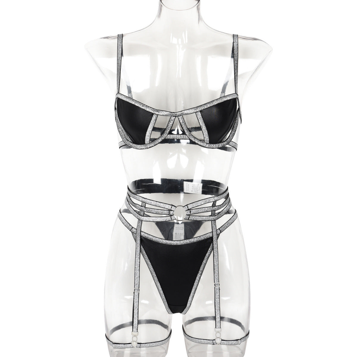 Women's Fashion Gold And Silver Silk Line PU Leather Stitching Suit