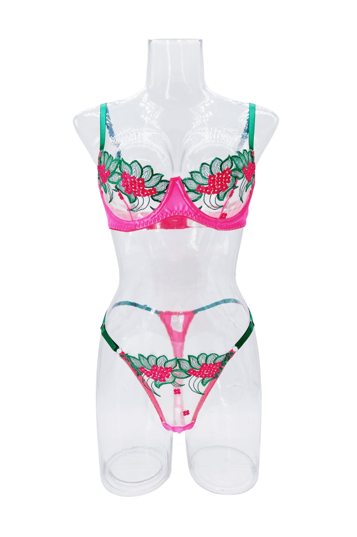 Valentine's Day Multi-color Hot Mesh Embroidery See-through Lingerie