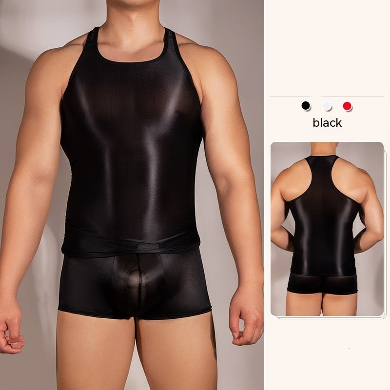 Men's Lingerie Tight Clothes Super Elastic Vest Short Sleeve Temptation