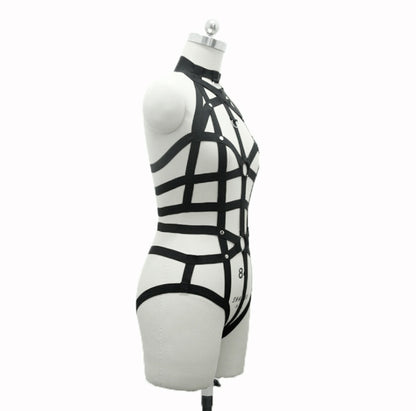 New pastel goth Women bust garterbelt sexy lingerie set gothic bust bondage garterbelt suit neck collar retail