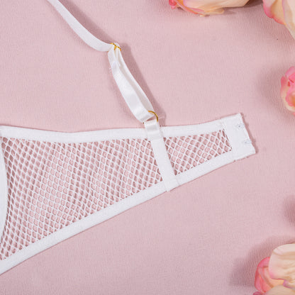 Women's Fashion Grid Transparent Temptation Uniform Five-piece Suit