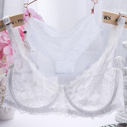 Flirting French Ultra-Thin Lingerie Bras And Panties Set For Women