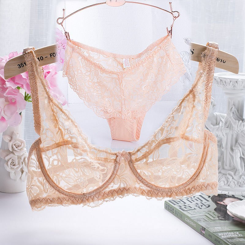 Flirting French Ultra-Thin Lingerie Bras And Panties Set For Women