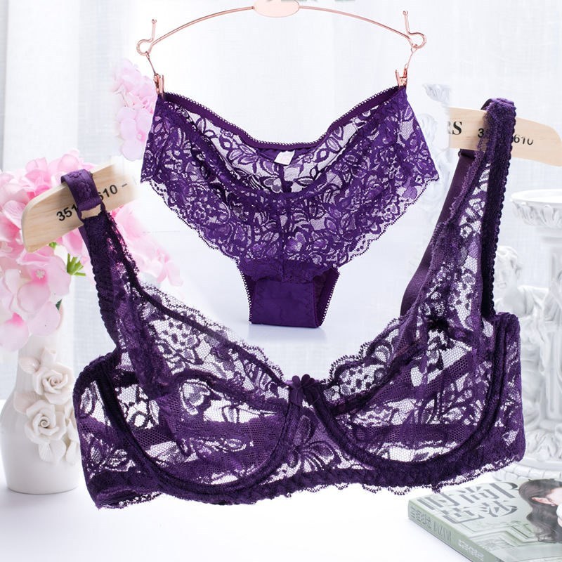 Flirting French Ultra-Thin Lingerie Bras And Panties Set For Women