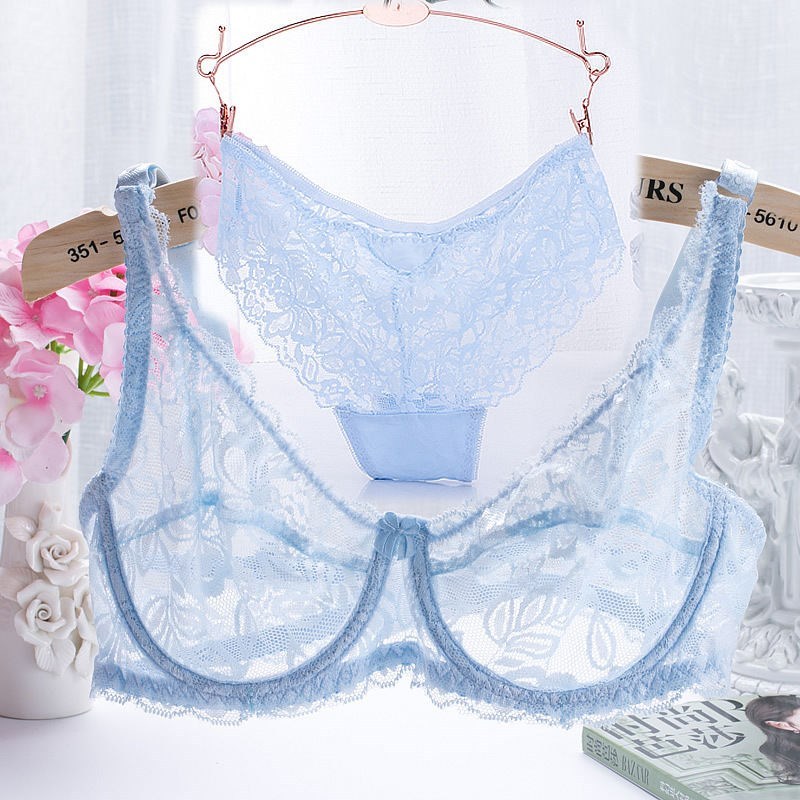 Flirting French Ultra-Thin Lingerie Bras And Panties Set For Women