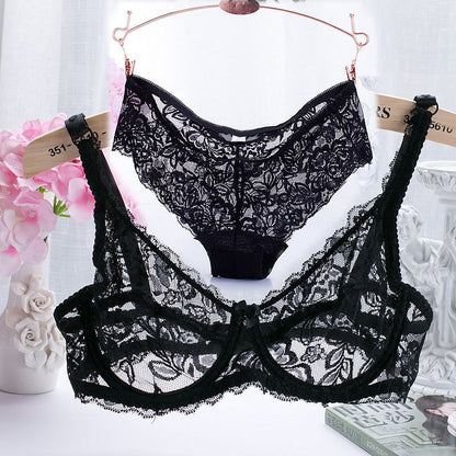 Flirting French Ultra-Thin Lingerie Bras And Panties Set For Women