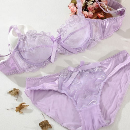 Flirting French Ultra-Thin Lingerie Bras And Panties Set For Women