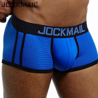 JOCKMAIL Brand Underwear Boxer Men Breathable Mesh Men's Boxers Male Underpants Sexy Gay penis pouch Panties  Mens Trunks Pant