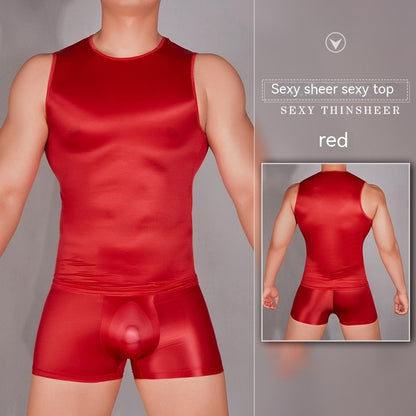 Men's Sexy Nylon Underwear Tight Sexy Super Elastic Vest
