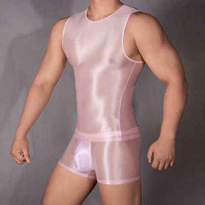 Men's Sexy Nylon Underwear Tight Sexy Super Elastic Vest