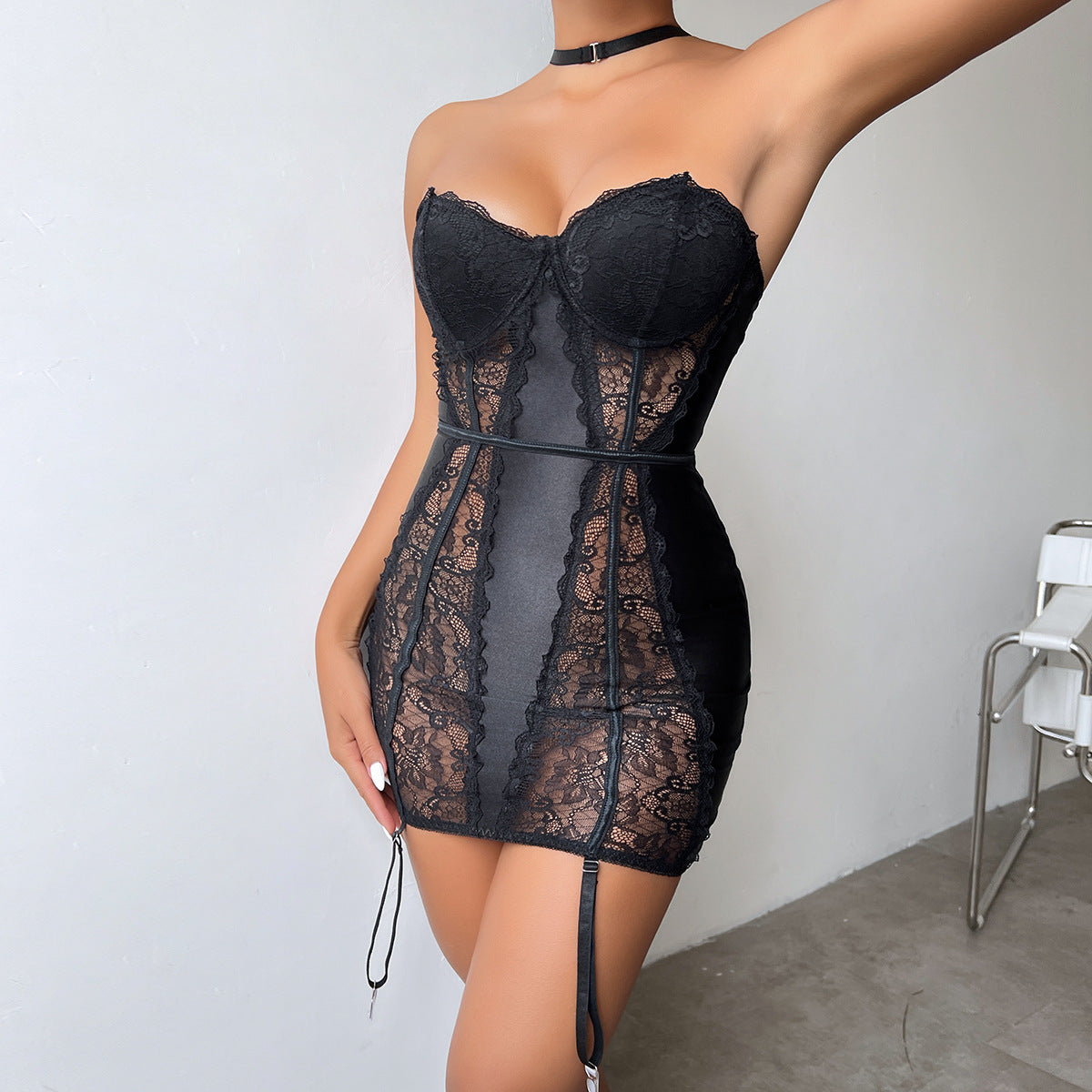 Jumpsuit Push Up Chest-wrapped Halter Sexy Lingerie See-through