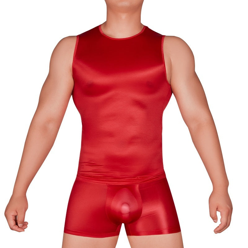 Men's Sexy Nylon Underwear Tight Sexy Super Elastic Vest