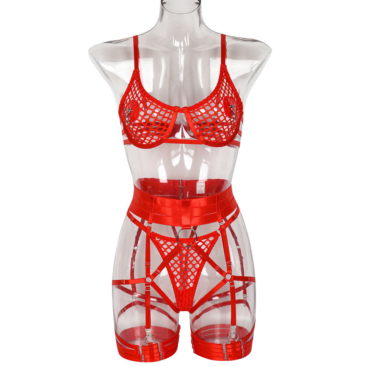 Women's Metal Lingerie With Chest Ring Suit