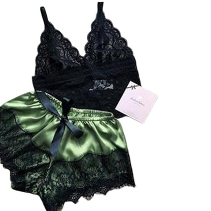 Satin underwear bra shorts set