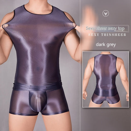 Men's Sexy Nylon Underwear Tight Sexy Super Elastic Vest