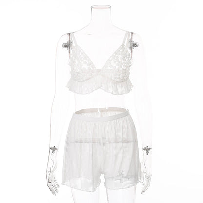 Sexy lace home comfort suspender pajamas