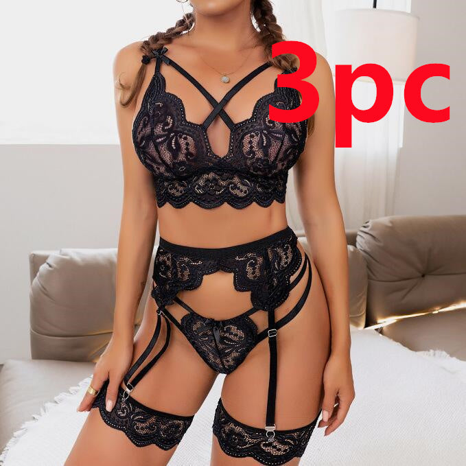 New Sexy Lingerie Transparent Lace Multi-color Split Seductive Set