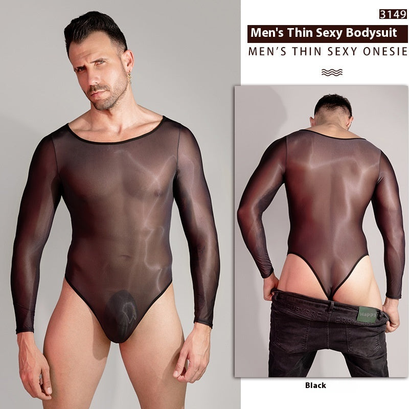 Breathable Tight High Elastic Sexy Long Sleeve Triangle Men's Sexy One-piece