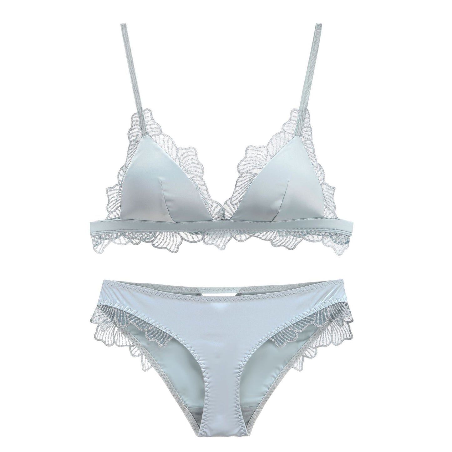 Triangle Cup Lace Embroidered French Lingerie Set