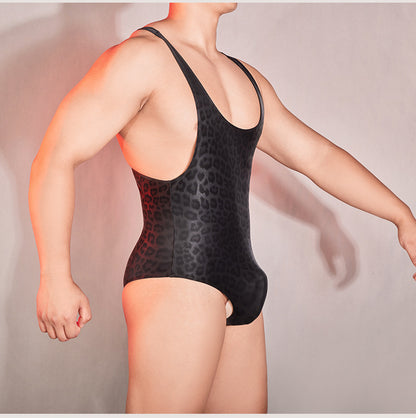 Seductive PU Embossed Sexy Leather Tight Hot Sexy Jumpsuit