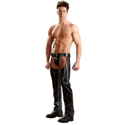 Exotic Gothic Gay fetish Men Sexy Crotch Pole Dance Pants Black Erotic Wetlook Patent Leather Leggings Chaps Add homme