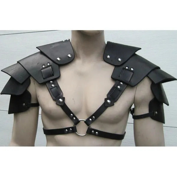 Men's Leather Chest Protection Shoulder Armor