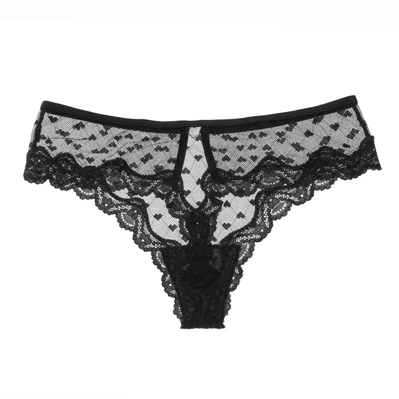 Embroidery Heart Lace Panties Sex Thongs String Hot Sexy Transparent Underwear for Women Hollow Out Seamless Briefs Lingerie