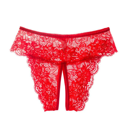 Plus Size Underwear Women Sexy Open Crotch Panties Lace Transparent Thongs For Sex Lingerie Nightwear