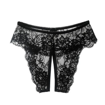 Plus Size Underwear Women Sexy Open Crotch Panties Lace Transparent Thongs For Sex Lingerie Nightwear