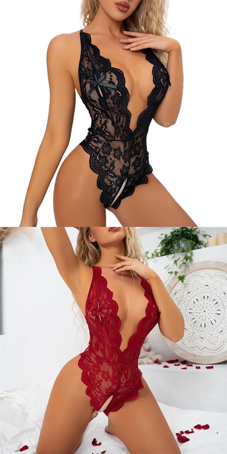 Sexy Lace Lingerie Hot Erotic Underwear Backless Plus Size Jumpsuit Sexy Clothes Open Crotch Set Bodysuit For Women 18 Adult