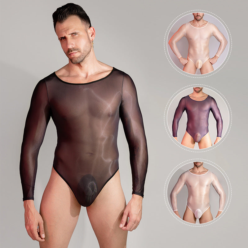 Breathable Tight High Elastic Sexy Long Sleeve Triangle Men's Sexy One-piece
