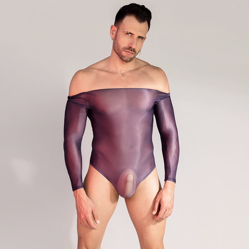 Breathable Tight High Elastic Sexy Long Sleeve Triangle Men's Sexy One-piece