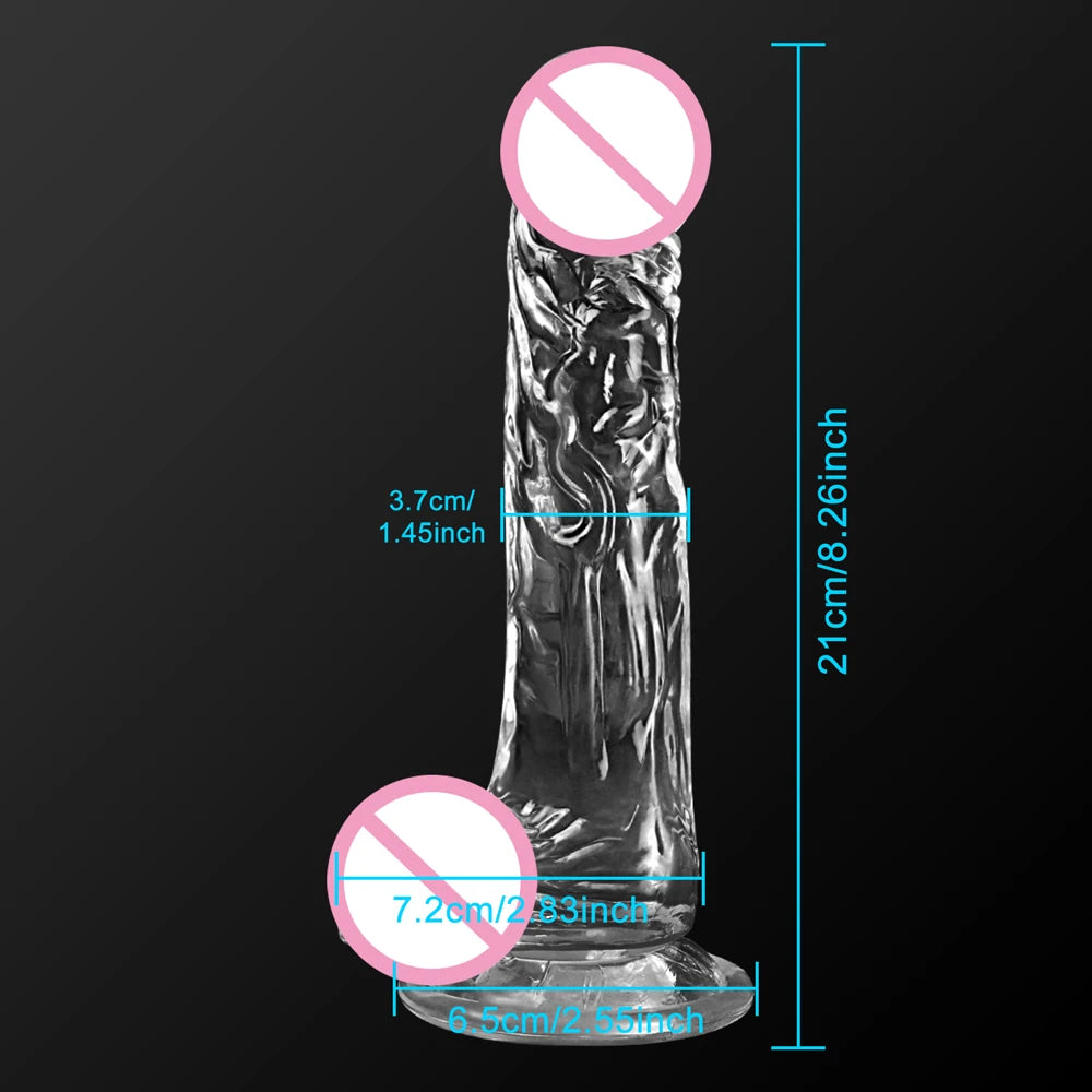 Dildo for Women Silicone Beginner Clear Dildo with Strong Suction