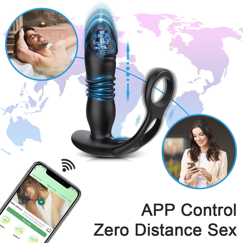 Male Thrusting Prostate Massager Bluetooth APP Buttplug