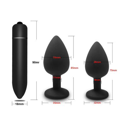 S/M/L Anal Plug Butt Vibrator Women/Men Soft Silicone Round Shaped Erotic Bullet Anal plug Bullet Gay Sex Toys for Adults