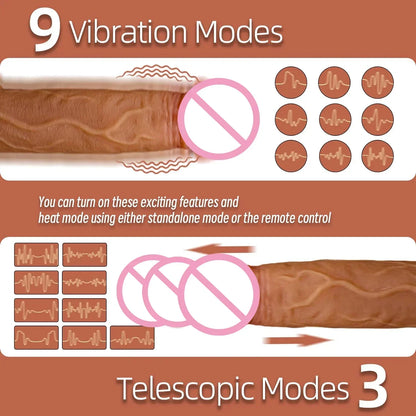 Realistic Dildo Vibrator Telescopic Female APP Remotely Controlled