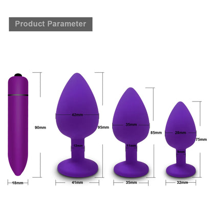 S/M/L Anal Plug Butt Vibrator Women/Men Soft Silicone Round Shaped Erotic Bullet Anal plug Bullet Gay Sex Toys for Adults