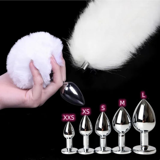 Exotic Anus Plug Toys with Separable Fox Tail Metal Butt Plug