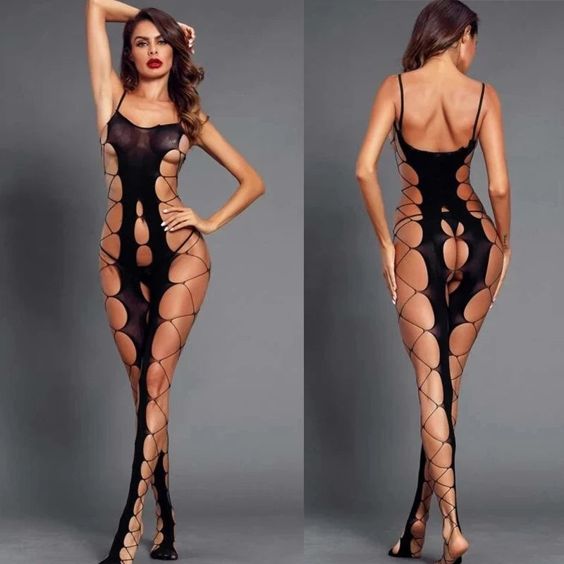 Black Lingerie Bodystockings New Sexy Women Body Suit Underwear Crotchless Babydoll Catsuit Erotic Porn Bodysuit Sleepwear