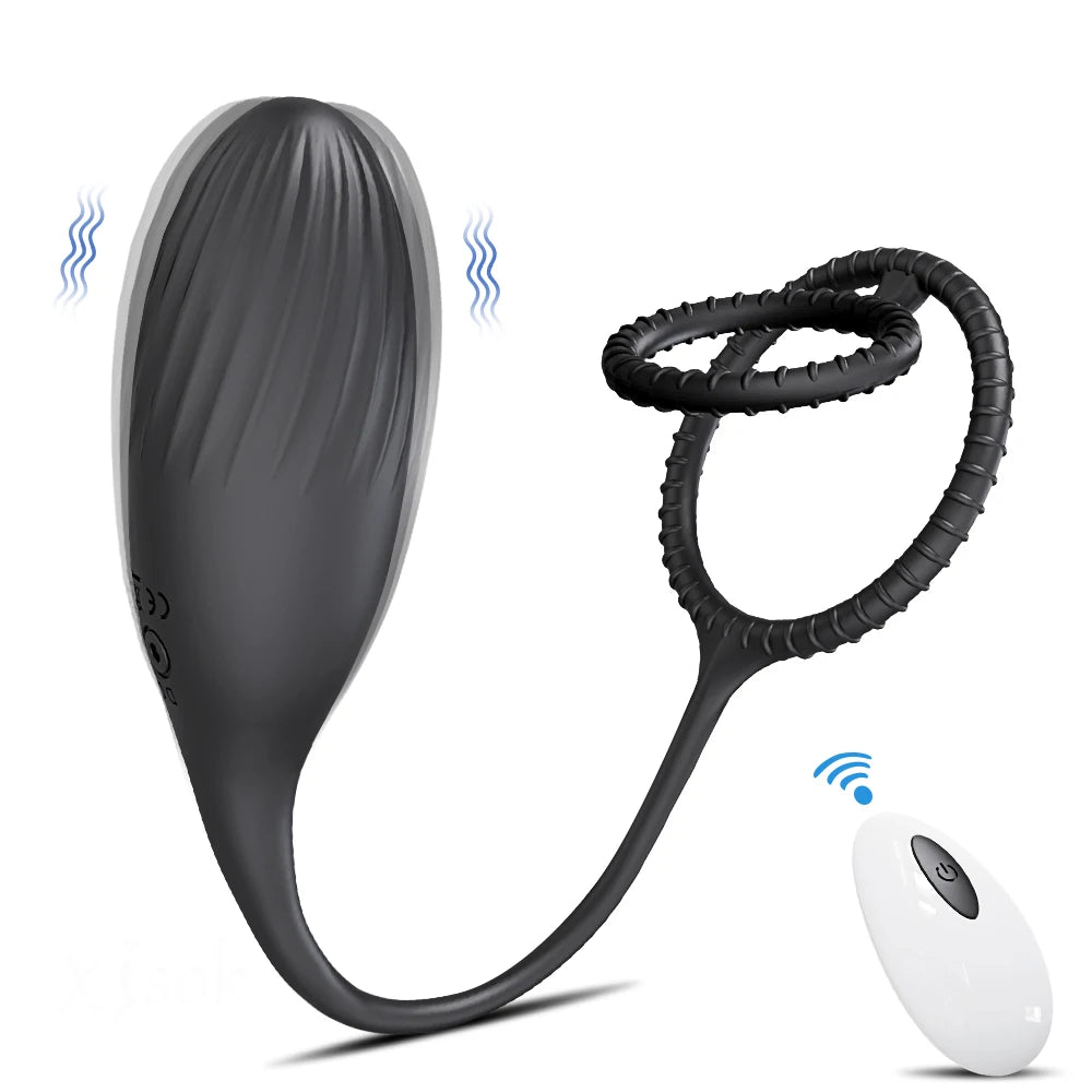 Prostate Massager With Cockring Vibrating Butt Plug