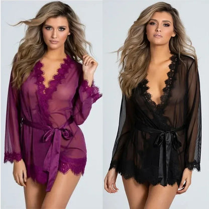 Hot Sexy Lingerie Women Sleepwear for Sex Babydoll Transparent Lace Dress Sleepwear Clothes Female Night Underwear Sexy Costume