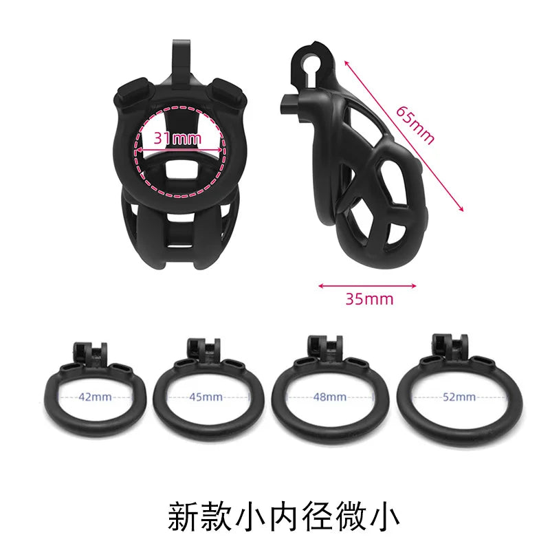 New Color Male Penis Lock Chastity Cage with Lock and 4 Rings Resin Virginity for Men Breathable Cock Ring Penis Fetish Restrain