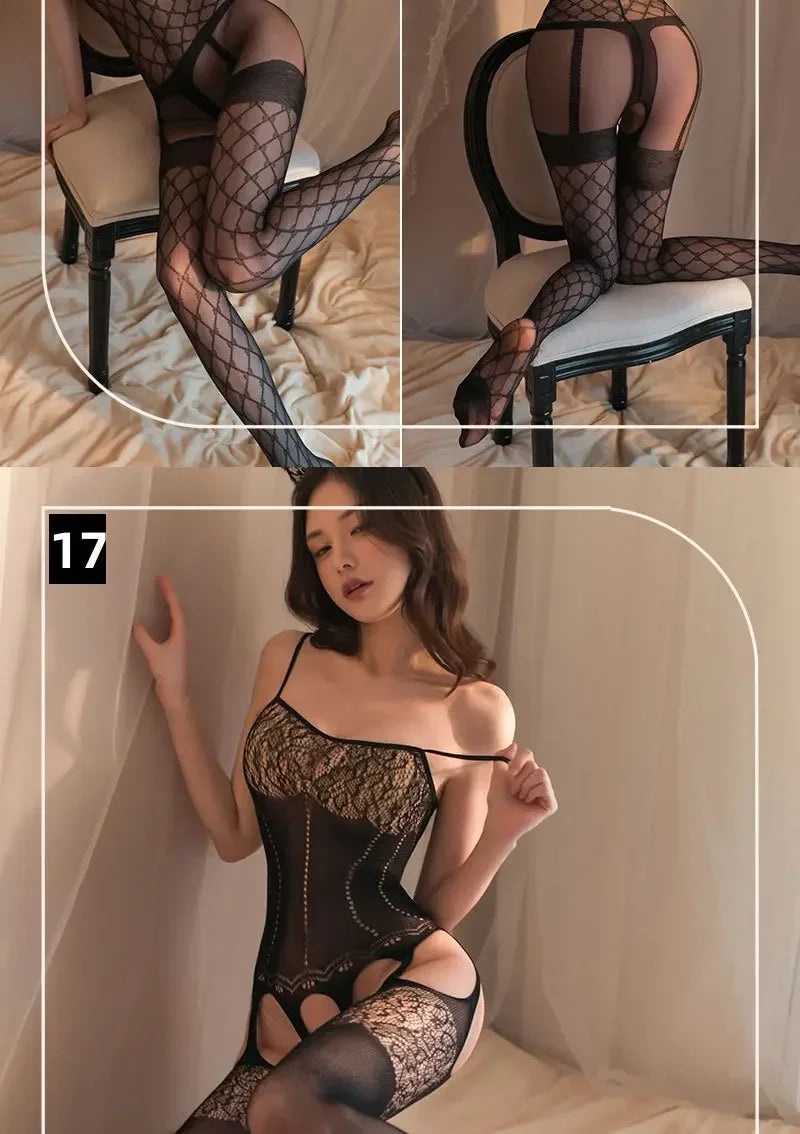 Sex Bodysuits Women Transparent Bodystocking for Sex Bold Body Suit Open Bra Outfits Erotic Costumes Sexy Fishnet Lingerie