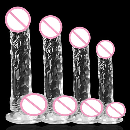 Dildo for Women Silicone Beginner Clear Dildo with Strong Suction