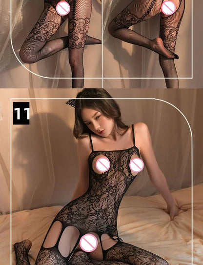 Sex Bodysuits Women Transparent Bodystocking for Sex Bold Body Suit Open Bra Outfits Erotic Costumes Sexy Fishnet Lingerie