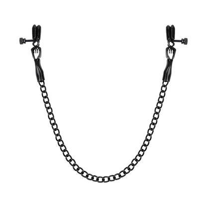 Black Nipple Clamps with Chain Adjustable Metal Breast Clips