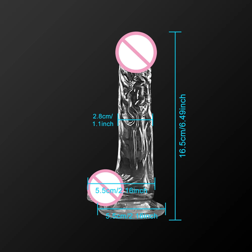 Dildo for Women Silicone Beginner Clear Dildo with Strong Suction