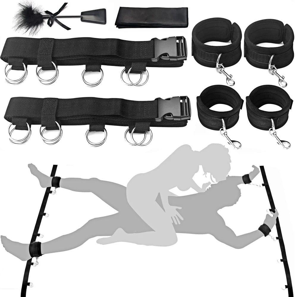 S&M Bed Bondage BDSM Bondage Kits Erotic Toy Restraint Set Sex Toys For Women Couple Binding Whip Anal Plug Handcuffs Adult Game