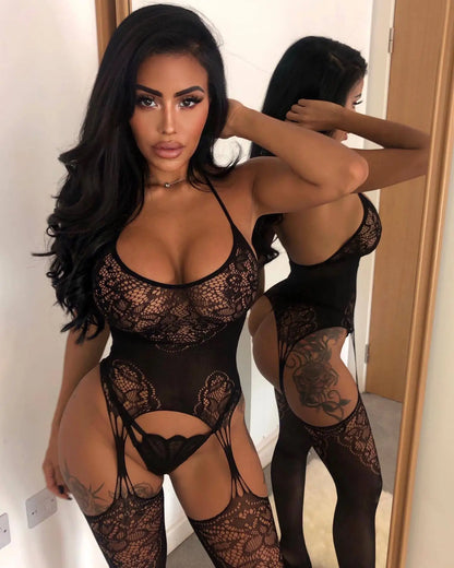 Black Lingerie Bodystockings New Sexy Women Body Suit Underwear Crotchless Babydoll Catsuit Erotic Porn Bodysuit Sleepwear