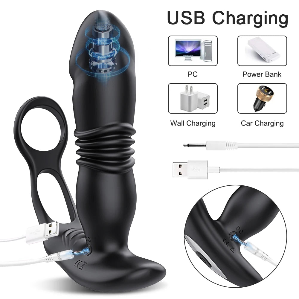 Male Thrusting Prostate Massager Bluetooth APP Buttplug